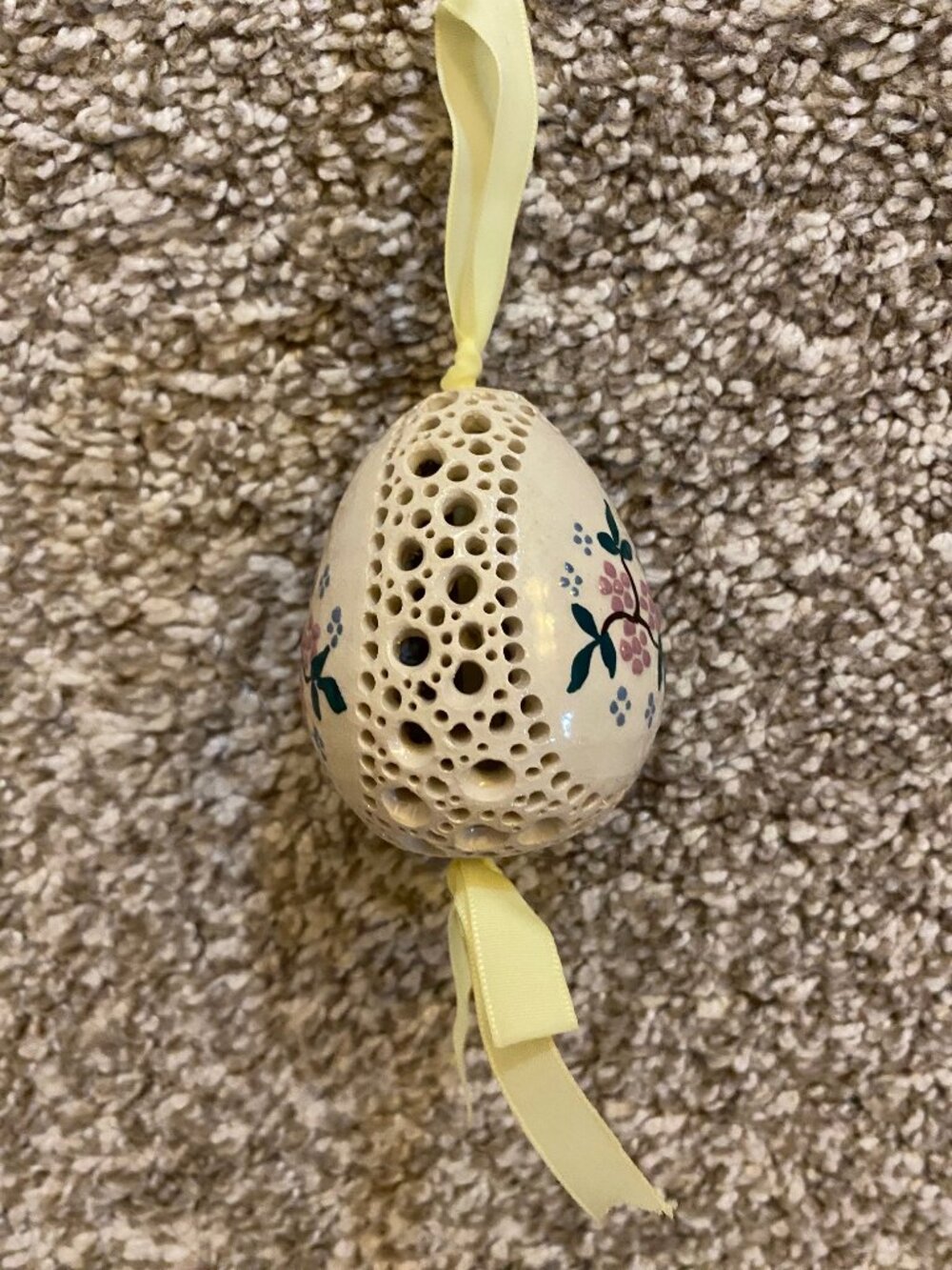 Carved Ceramic Easter Egg Colorful Flower Gift Decoration 3'' - Picture 2 of 5